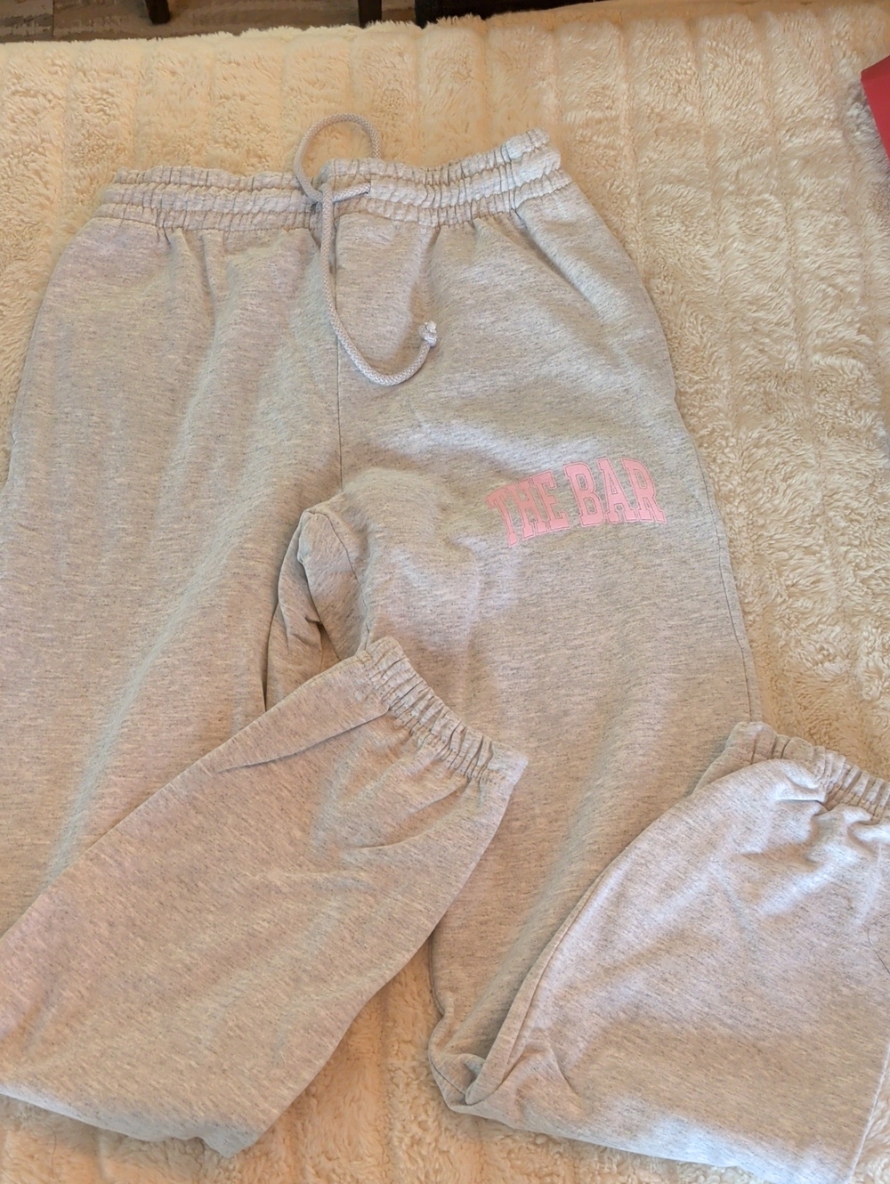 The Bar Heather Gray Sweatpants with Pink Logo